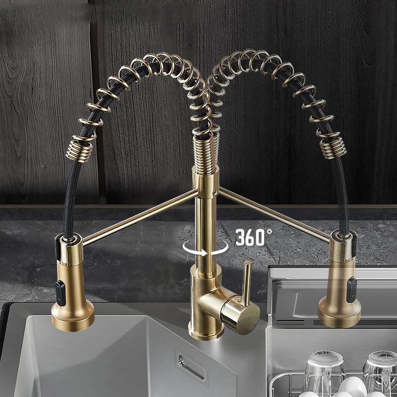 Kitchen Faucet Pull Out Stream Sprayer Deck Mounted Matte Black Mixer Tap 360 Degree Rotation Kitchen Sink Hot Cold Taps