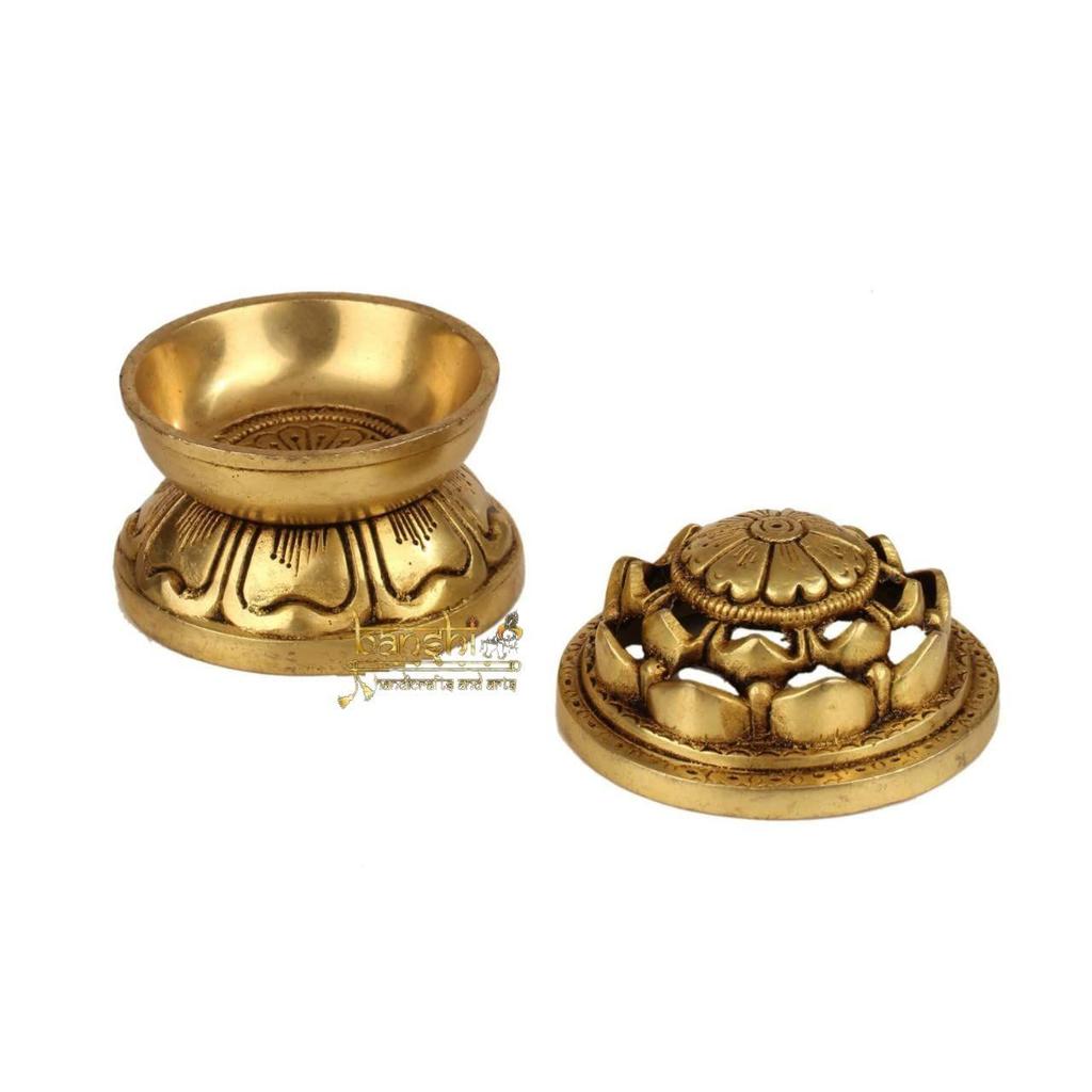 Arts 3.5" Brass DHUNI, Incense Holder, Dhoop Dani, Temple Diya, Incense Burner, Diwali Gift, Prayer Lamp, Religious Decor