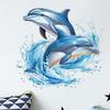 Watercolor Dolphin Pattern Waterproof Wall Sticker Oil Proof Removable Home Bathroom Decal