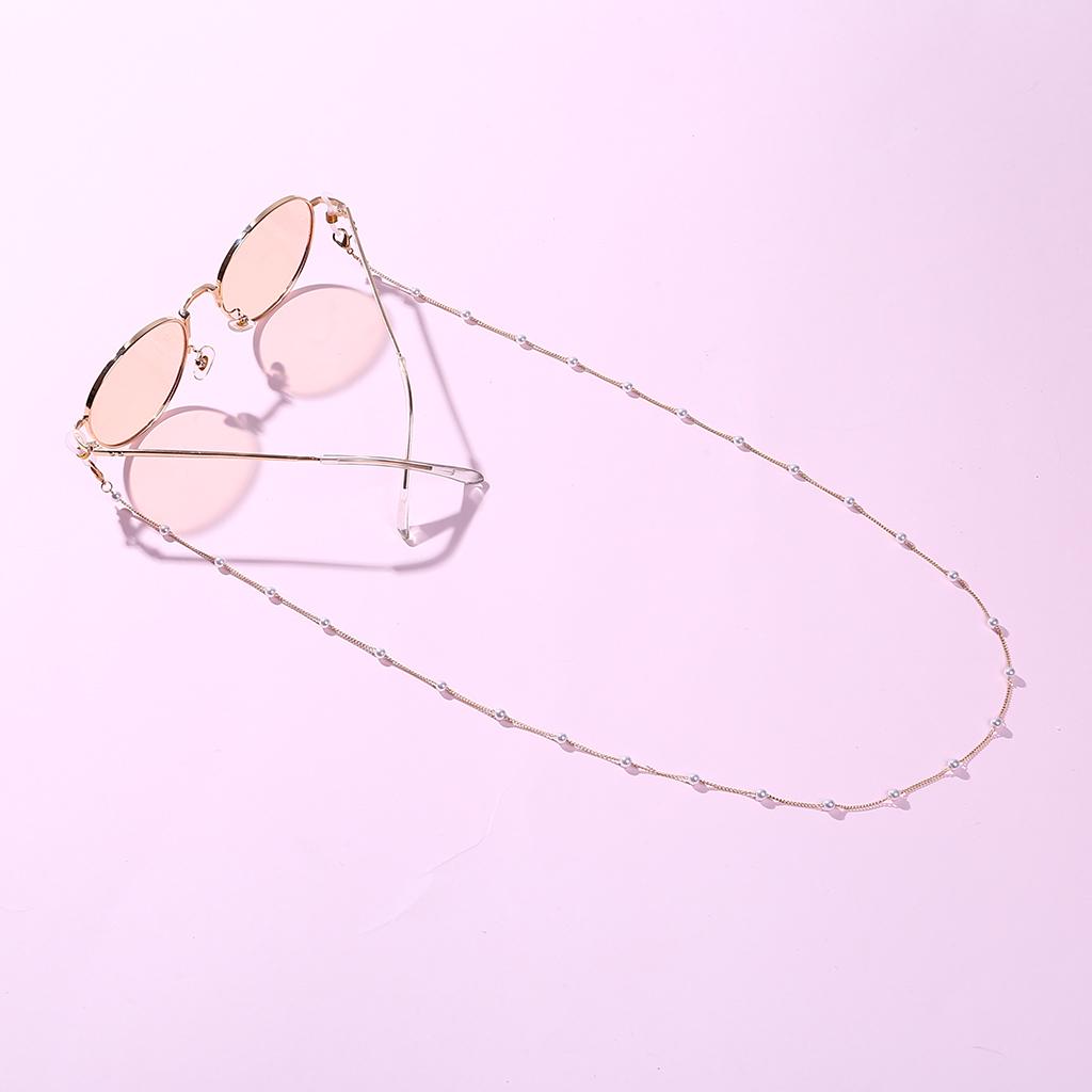 Simple Lady Pearls Sunglasses Chain Hanging Neck Anti-falling Eyeglass Cord Necklace