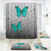 Bathroom Shower Curtain Four-piece Digital Printing Butterfly Plant Waterproof Shower Curtain Shower Curtain Partition Free of Punching