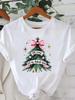 (Asian Size) Short Sleeve T-shirts  Print merry Christmas o-neck festival lovely Women's Top new year T Clothing Fashion holiday Graphic Tee