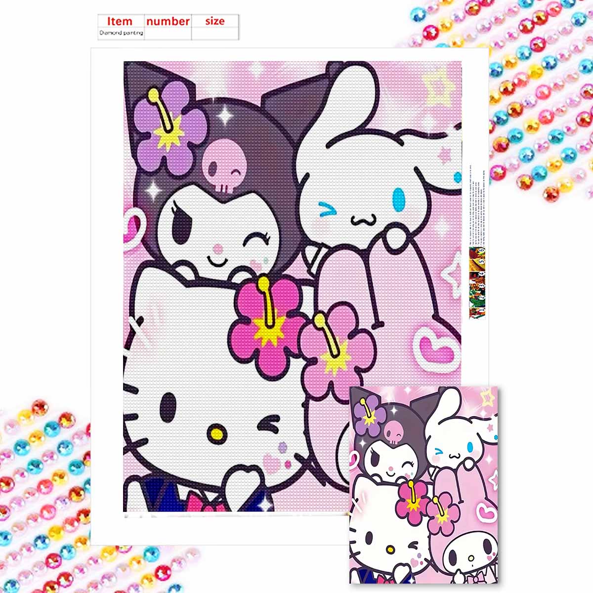 

Наборы для алмазной живописи 5D DIY для взрослых, Милые аниме-персонажи, Полные наборы с круглыми кристаллами для начинающих для украшения стен дома Round 20x30cm