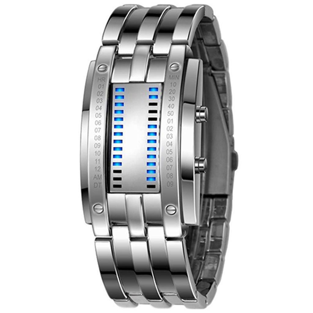 fashion sports watch popular luxury  men women creative binary watch led couple stainless steel watch