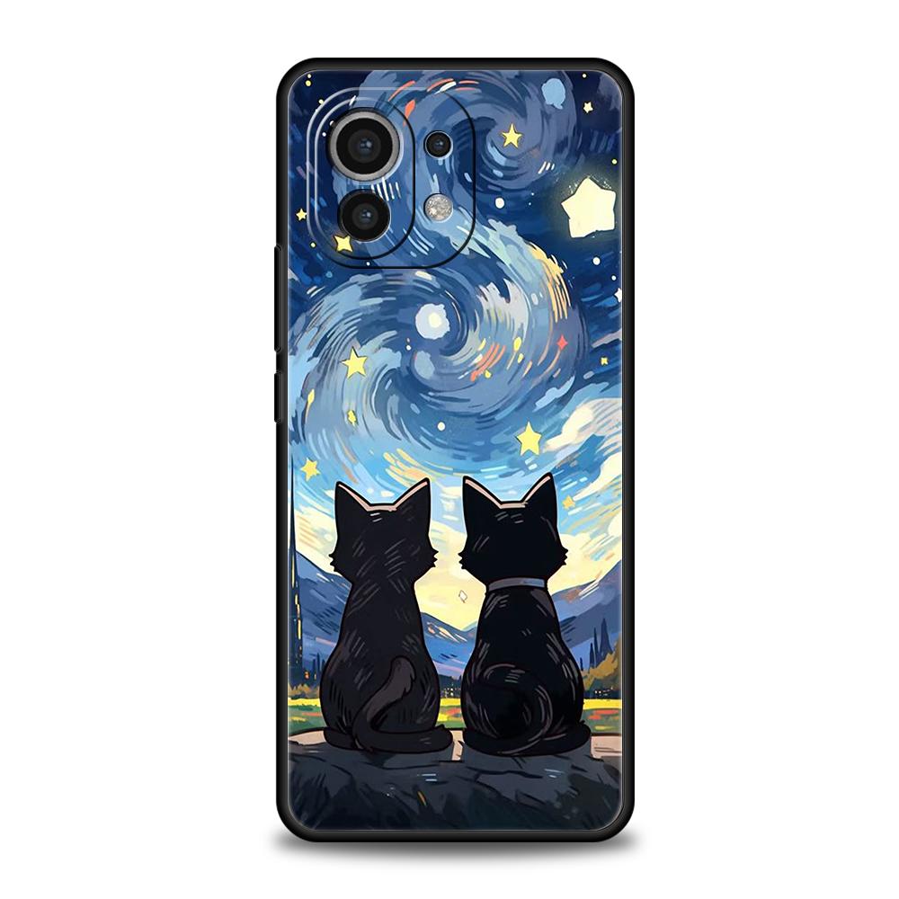 

Чехол для телефона Кот Ван Гог Звездная ночь Для Xiaomi 15 14 13 12 Lite 14T 13T 12T Pro Poco X7 X6 X5 X4 X3 NFC F7 Ultra F6 Pro Poco F7 Ultra