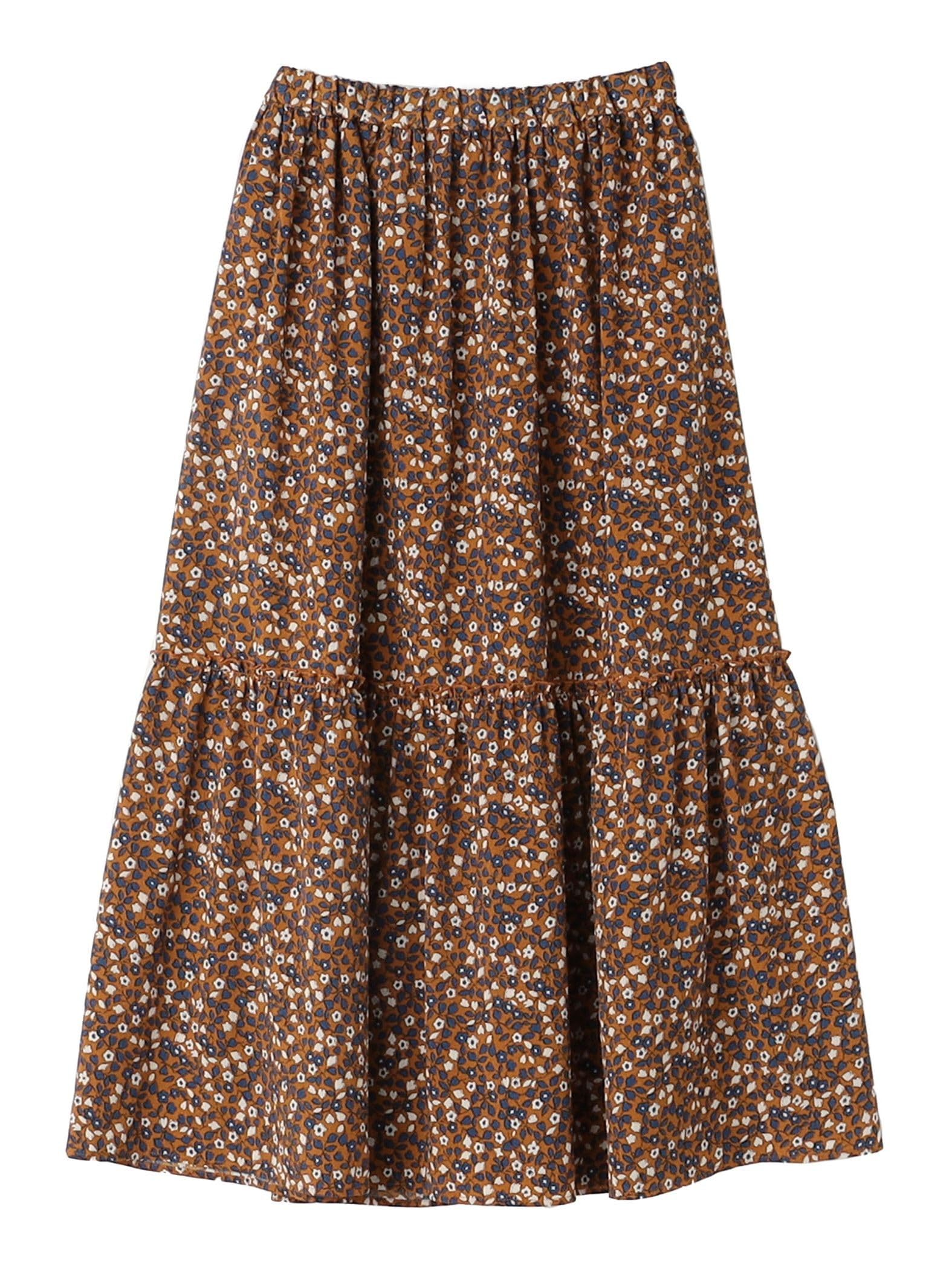 

Ships Colors Machine Washable Tiered Skirt with Small Floral Print, Women s, 223230026, Brown, One Size