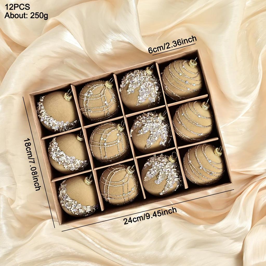 Elegant Flocking Velvet Diamond Christmas Ornament Set – Exquisite Holiday Tree Pendant Collection