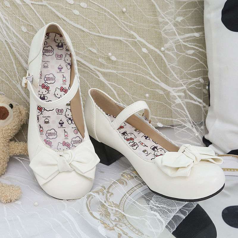 Cute Japanese Lolita round head girl style shoes women's 2025 spring and autumn new bow college thick heel shoes