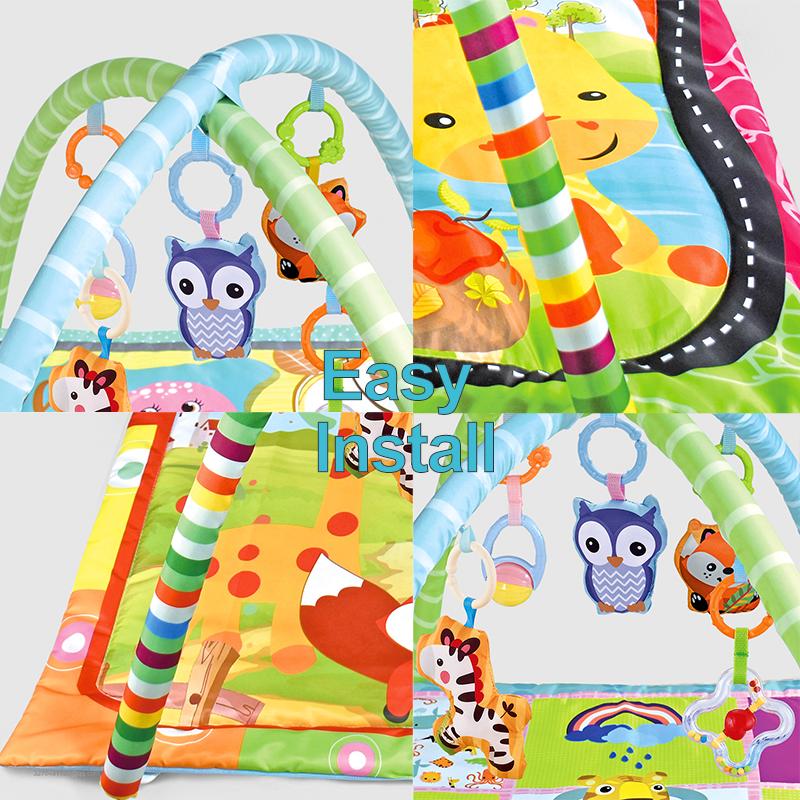 Cartoon Square Baby Fitness Frame Educational Children Play Mat Infant Crawling Blanket Rug Kids Activity Gym Toys Gift