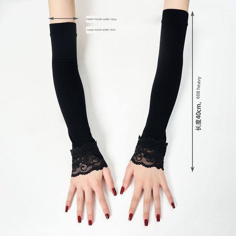 

Summer Women Lace Ice Silk Oversleeve Sun Protection Mesh Speaker Ice Sleeve Outdoor Etiquette Arm Guard Breathable Fashion Hand Oversleeve Black One size