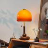 Mid-Century American Walnut Glass Table Lamp - Retro Decorative Bedroom & Study Light