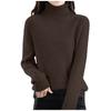 Women's Fashion Wool Long-Sleeved Sweater With Shoulder Insert Solid Color Turtleneck Top Base