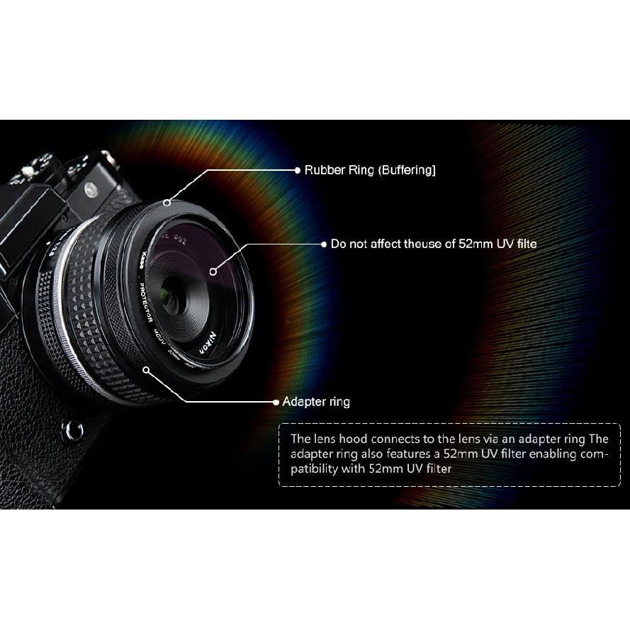 Square Metal Camera Lens Hood for Nikon Nikkor Z 28mm F2.8 Z 40 F2SE/Z 40mm F2 Lens Hood Lens Cap LH-N52 Replaces