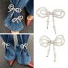 Spilla con Fiocco in Resina Elegante con Perle Finte Clip per Orlo dei Pantaloni Catena Leggera per Polsini per Outfit Casual