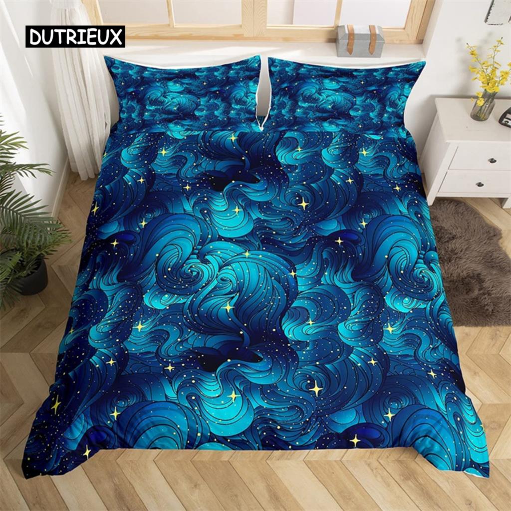 Starry Sky Duvet Cover Set Microfiber Outer Space Theme Comforter Cover Teens Boys Quilt Cover 3D Starry Sky Series Bedding Set