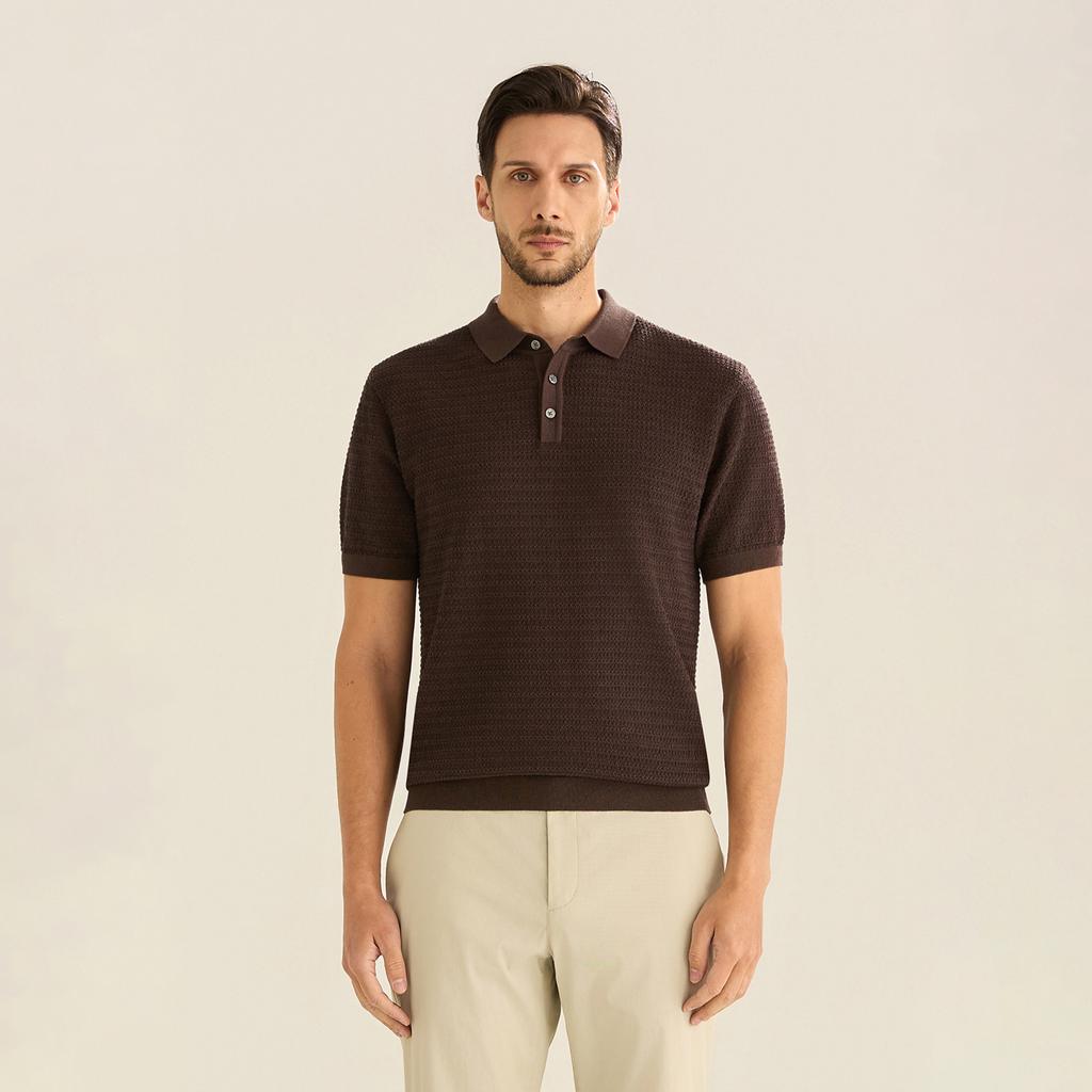 FERRAROMILANO Tone-On-Tone Collared Knit D/Brown (Am0Gtsy25258)