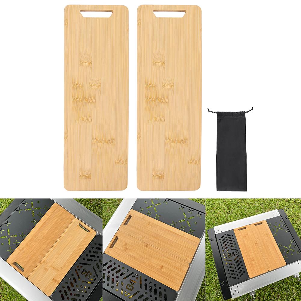 2Pcs Bamboo Tea Tray with Storage Bag Portable Cutting Board Bamboo Chopping Board for Serving Wood Decorative Table Cup Storage