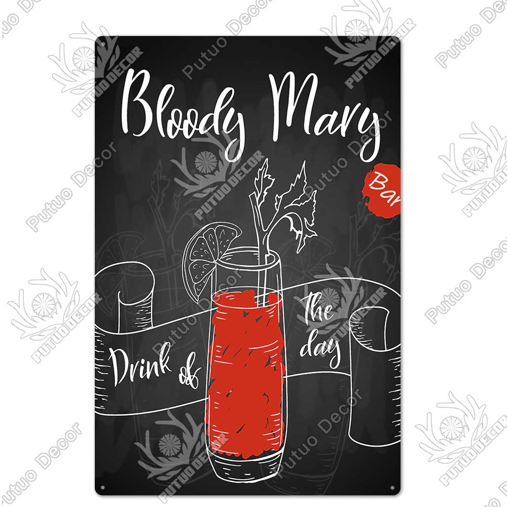 Putuo Decor Cocktail Vintage Metal Sign Tin Sign Decorative Plaque Wall Decor Bar Pub Man Cave Living Room Decoration