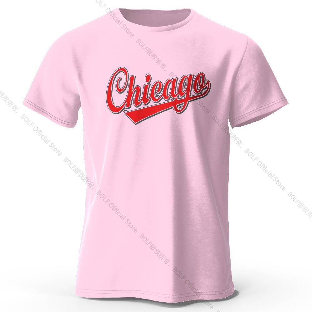 Men's Chicago Printed T-Shirt 100% Cotton Oversized Letter Graphic Tees for Women Summer Tops Urban Streetwear