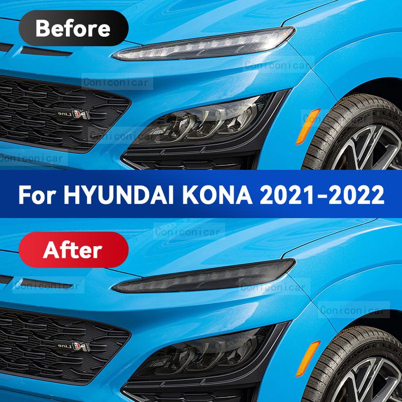 Für HYUNDAI KONA 2021 2022 Auto Scheinwerfer Schwarz TPU Schutzfolie Frontlicht Tönung Farbwechsel Aufkleber Zubehör