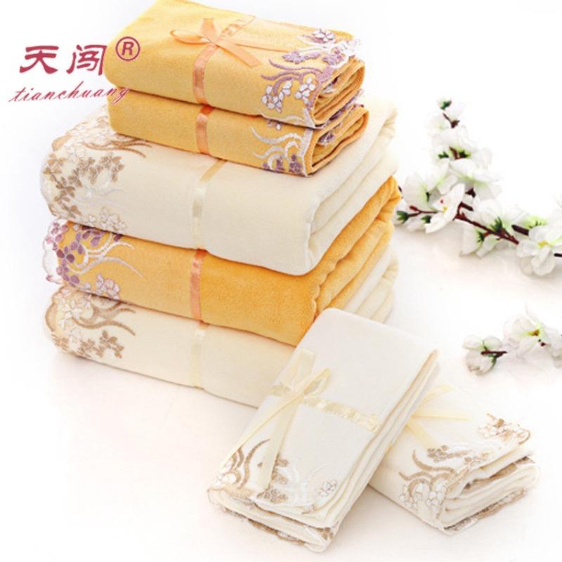 3pcs/set Lace Border Embroidery Face Bath Towel Set Microfiber juegos de toallas Absorbent Towels Bathroom Wedding Decoration