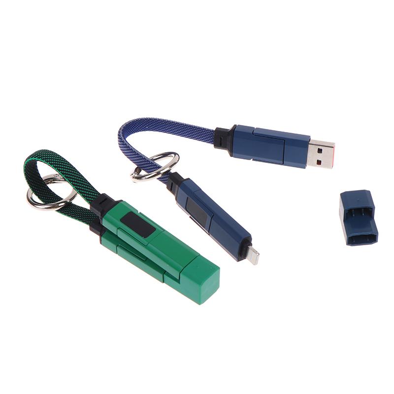 4-in-1 Kurzer Typ-C Schlüsselanhänger Lanyard Datenkabel mit LED-Anzeige, Geflochtenes PD Schnellladekabel für Galaxy A17