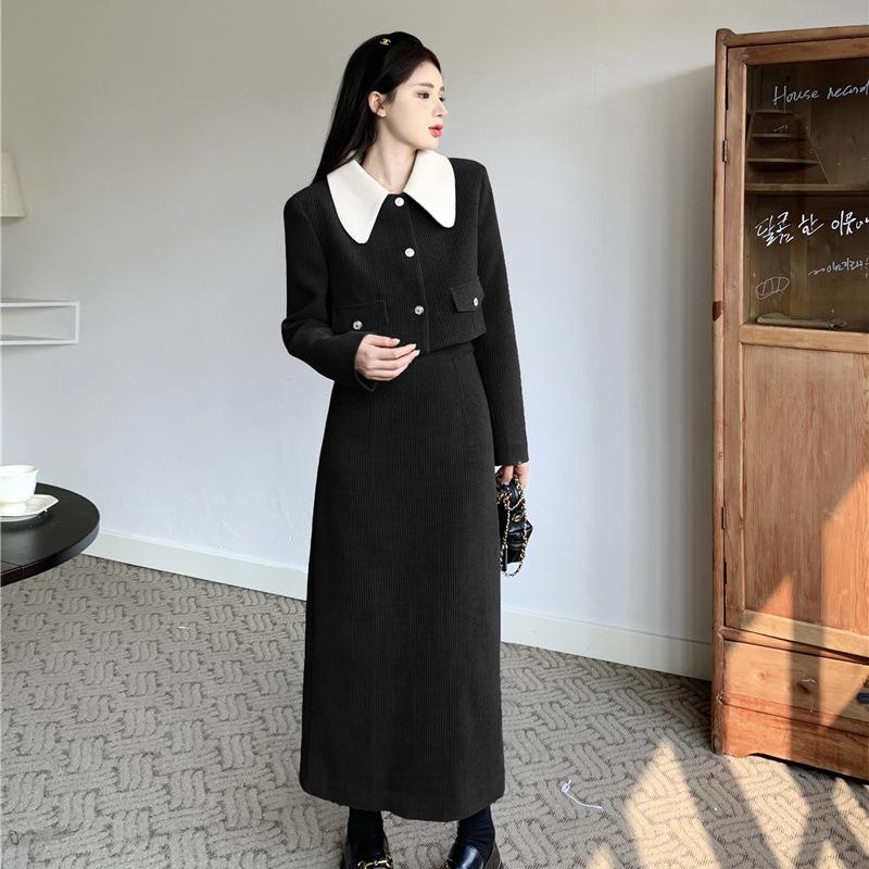 Autumn/Winter 2025 Corduroy Two-Piece Set for Plus Size Girls - Slimming & Stylish
