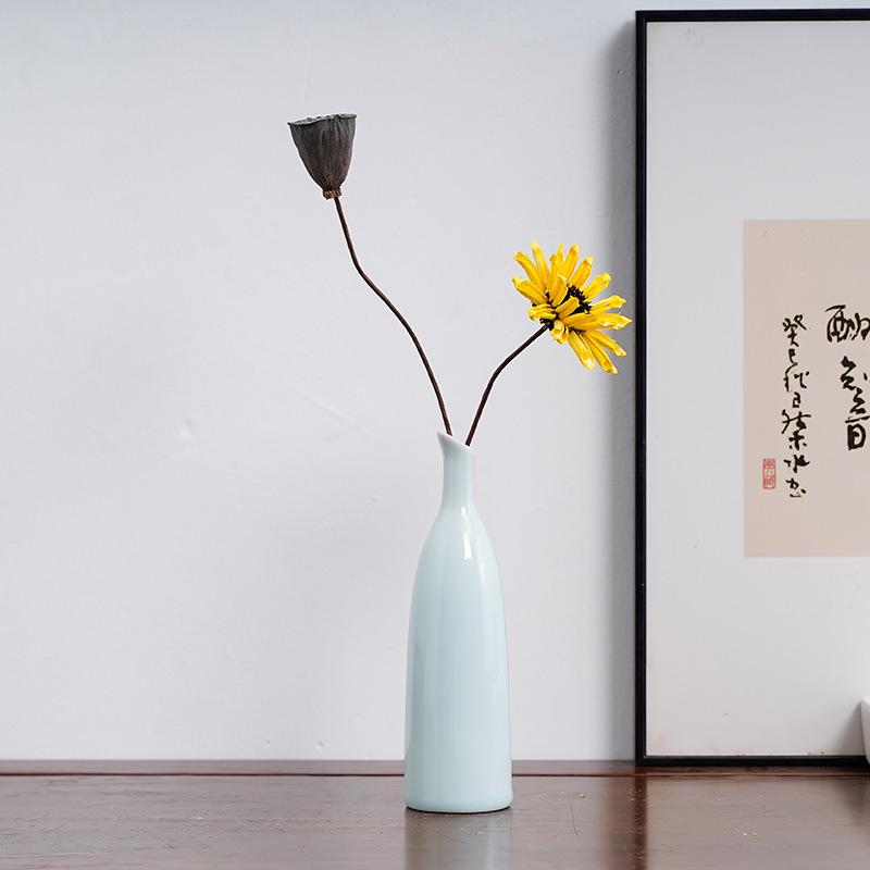 Handmade Retro Celadon Glaze Porcelain Flower Vase - Antique Style Home Décor