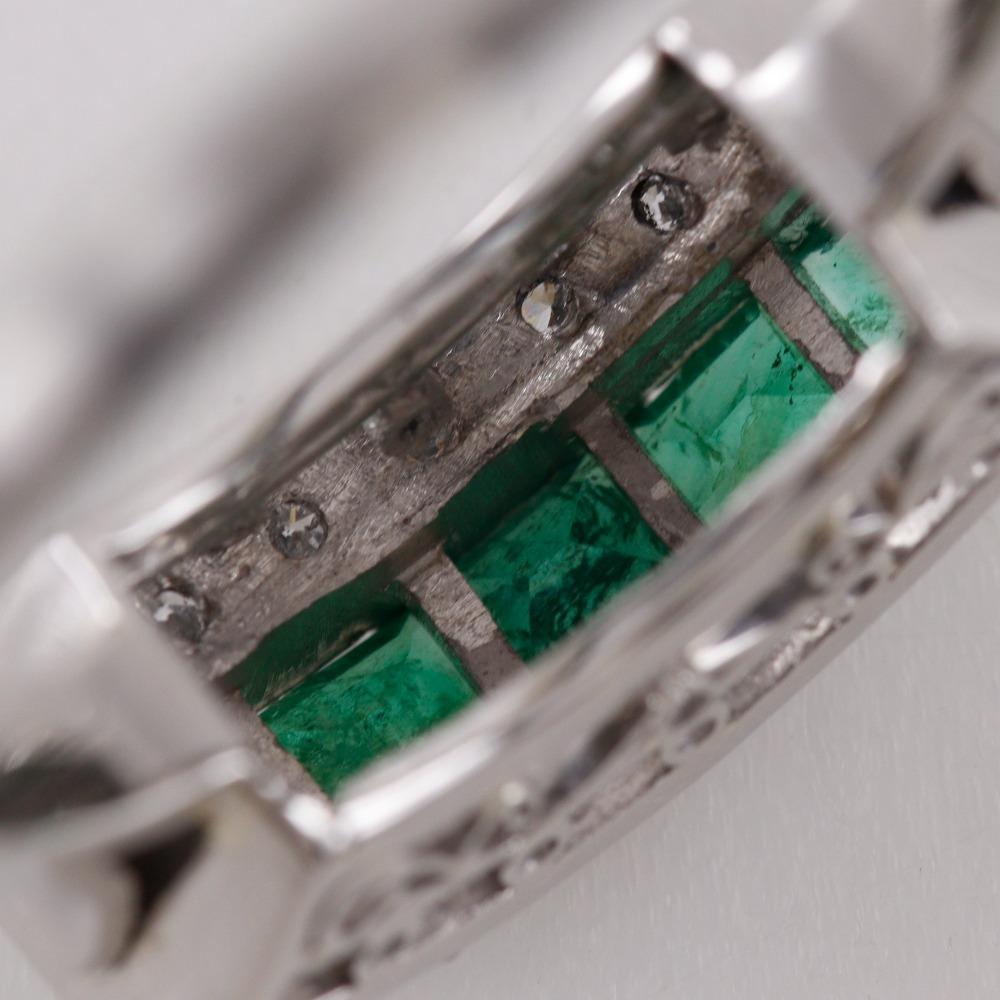 One Character Ring Pt900Platinum/Emerald/diamond #8.0(US Size) One Character 6.5g Women Used