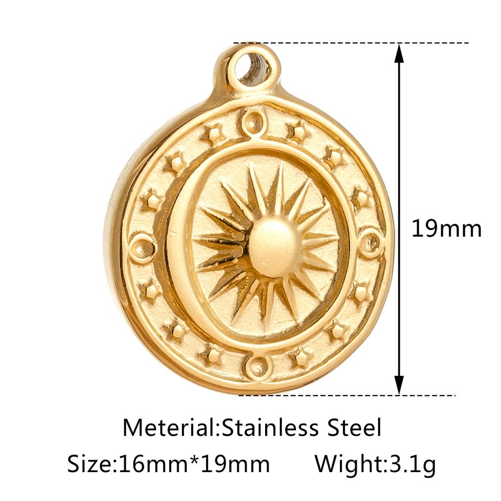 3pcs/Lot Stainless Steel Casting Sunburst Sun Moon Star Charms Pendant For DIY Necklace Bracelet Earrings Jewelry Accessories