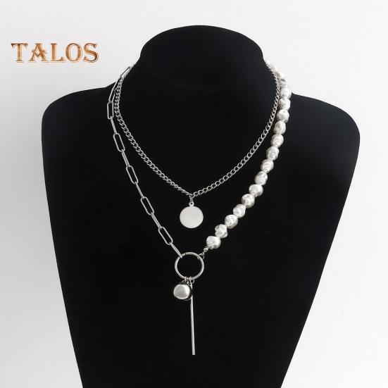 Collier de perles baroques artificielles superposées pour femme, collier à chaîne trombone en perles artificielles empilables, bijoux pour femme et petite amie