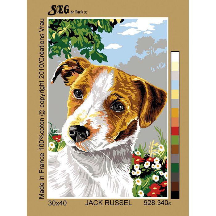 Canevas antique Jack russel 30x40cm