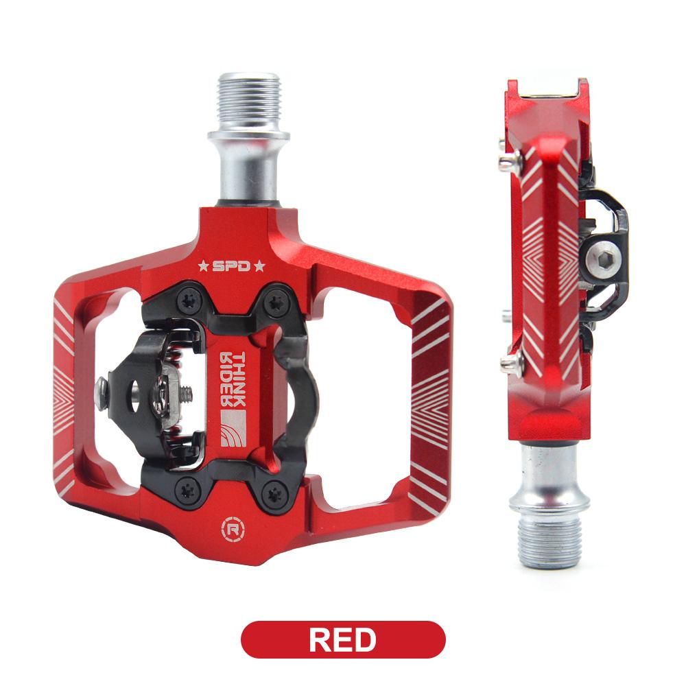 ThinkRider Bicycle Lock Pedal 2 In 1 With Free Cleat For SPD System MTB Road Aluminum Anti-slip Sealed Bearing Lock Accessories