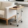 Height-Adjustable Mobile Laptop Desk – Rolling Computer Table with Lockable Wheels – White & Wood – 40 x 40 x 70-90 cm