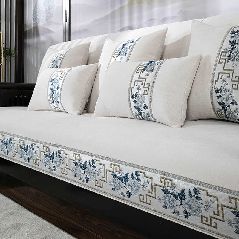 Neues chinesisches Chenille-Sofa-Kissen, universell für alle Jahreszeiten, rutschfestes Sitzkissen aus Massivholz, hochwertiger Mahagoni-Sofabezug, Vollbezug