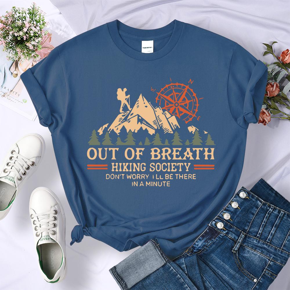 Hiking Society Printing T Shirt Female Summer Fashion Loose Clothes All-Match Street Breathable Short Sleeve Casual Woman Top