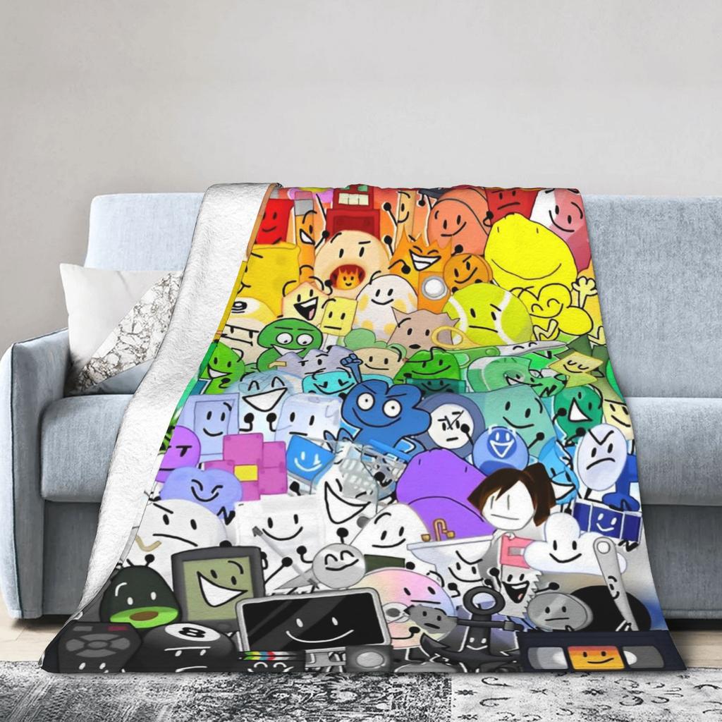 BFDI Inanimate Insanity Blanket Fleece Spring Autumn Breathable Warm Throw Blanket for Home Travel Bedding Throws