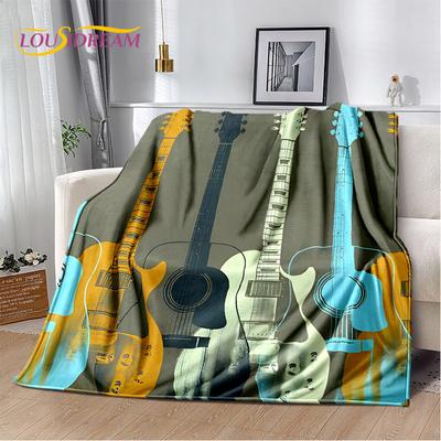Klasik Gitar Elektro Gitar Sanat Battaniyesi, Flanel Battaniye Atma Battaniye, Oturma Odası Yatak Odası Yataklar Kanepe Örtüsü için Peluş Battaniye