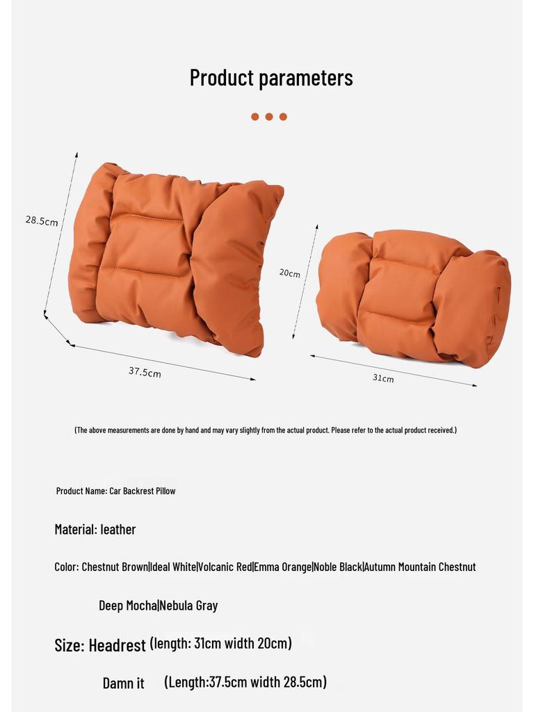 Neues Luxus Auto Kopfstützen- & Lendenwirbelstützkissen - Fleckenresistentes Leder, Fortschrittliche Nackenstütze & Baumwollpolster
