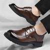 Solid Color Lace Platform Leather Shoes for Men Fashion New Designer Casual Shoes Male Wedding Suit Groom's Shoe