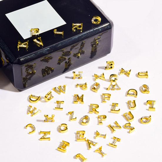 26Pcs Rhinestones Nails Studs Wear Resistant Remove Easily Manicure Accessories English Letters Nails