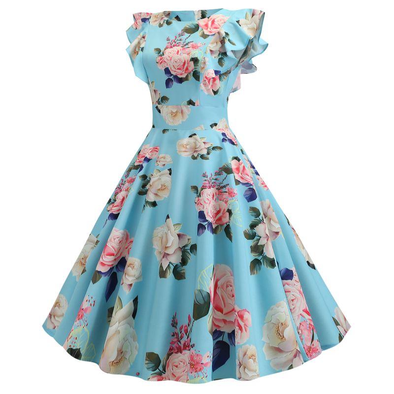 

50s60s Amazon Flying Sleeves Swing Skirt Pullover Picture Color 2XL