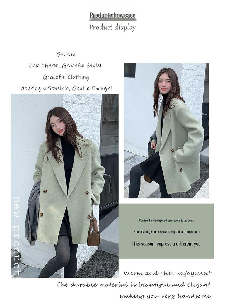 Q063 Women's Korean Style Cashmere Coat: Loose Fit, Versatile, Designer Wool Overcoat