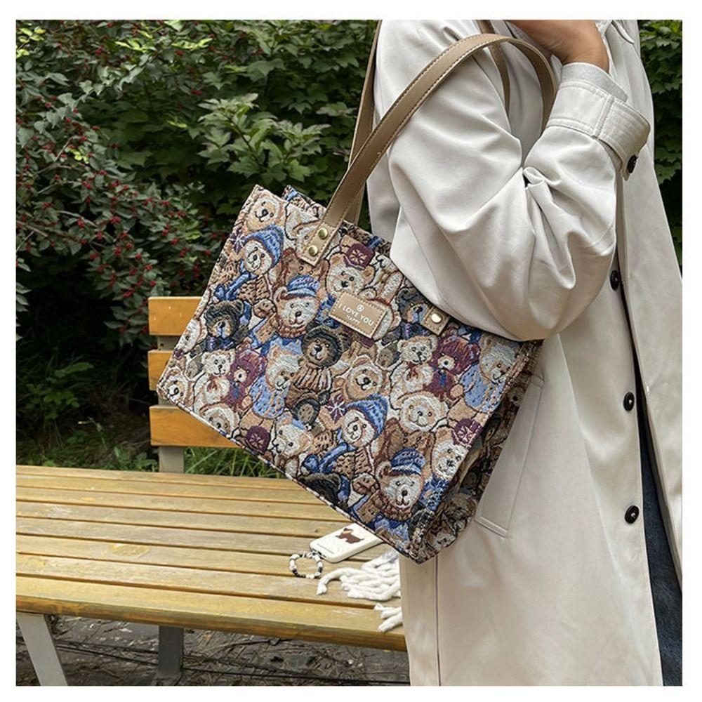 Lässige Umhängetasche Cartoon Bärenmuster Tragetasche Neue Handtasche