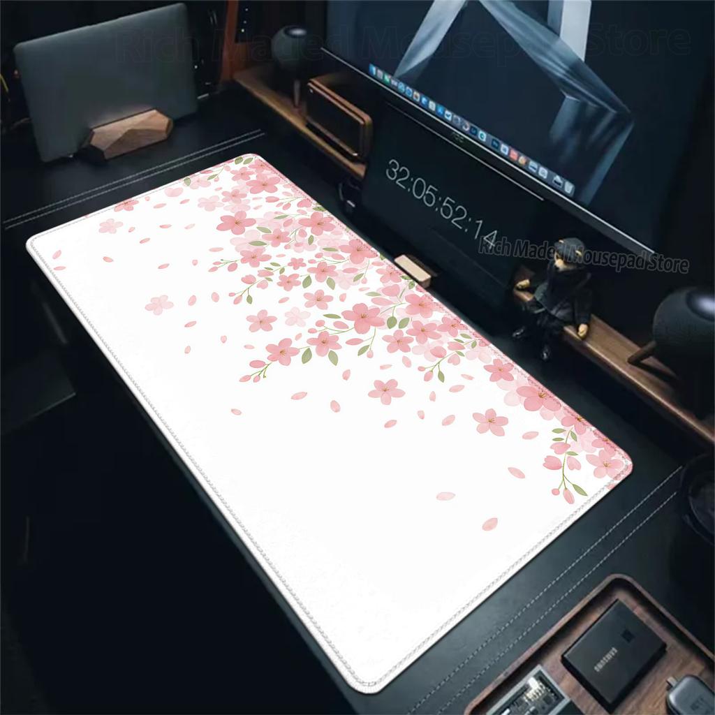 Mauspad Gaming Grüne Blume Gras Ästhetik Mauspads XXL Tastatur Erweiterte Fläche Sakura Teppich Großes Gummi-PC Anime Mauspad