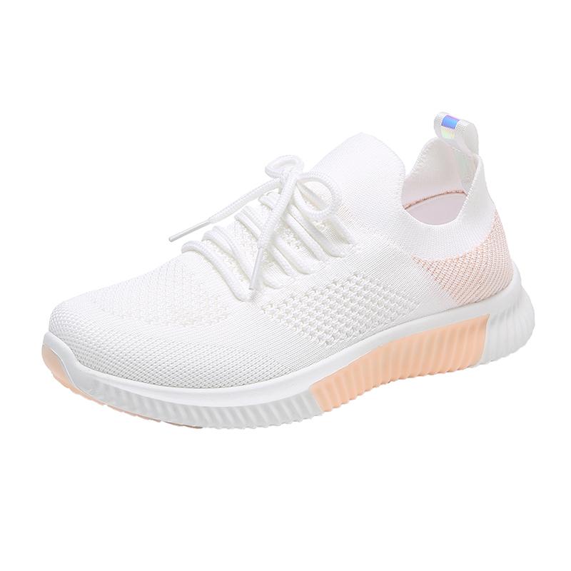 fashion Popular Flying Woven Breathable and Comfortable Women's Sports Casual Running Shoes Luxury Women's Mesh Lace-up Casual Shoes