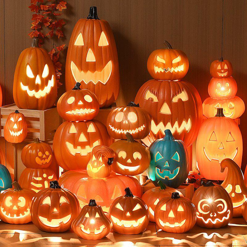 Halloween Light-Up Hollow Pumpkin Lantern for Outdoor Decor