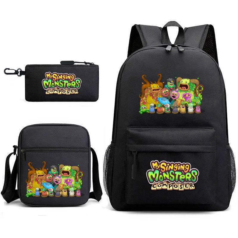 2024 New Monster Concert Starry Sky Backpack My Singing Monsters Elementary School Bag Three-piece Set