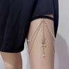 Layered Chains Elastic Band Leg Thigh Chain Rhinestone Pearl Leg Chain  Jewelry Accessories