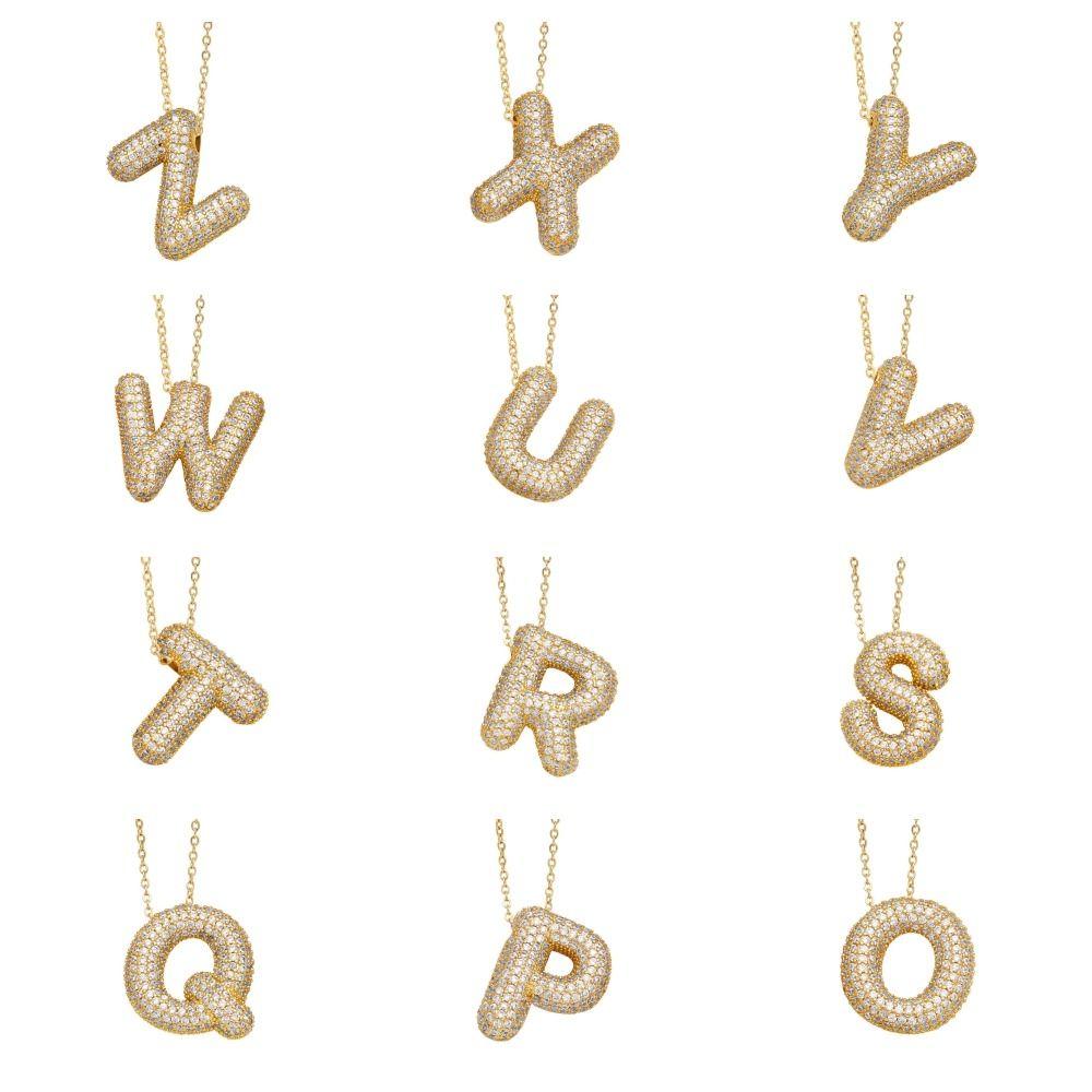 Alphabet 26 Letters Necklace Gold Color Women Sweater Chain Simple A-Z Letter Clavicle Chain  Daily